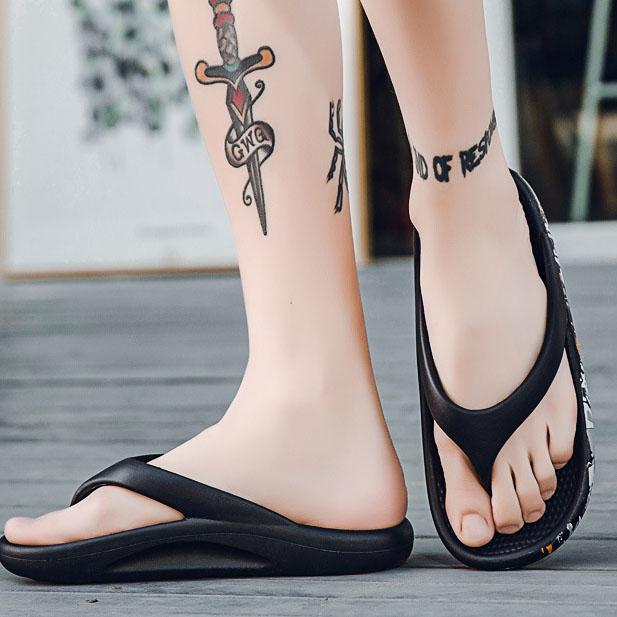 Couple's Spring Summer Slippers Household Soft Mute Flip Flops Non-slip Bathroom Large Size Deodorant Print Slippers