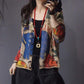 Vintage Ethnic Printed Knitted Cardigan Women Loose Large Size Wild Knitted Sweater Coat Jacket