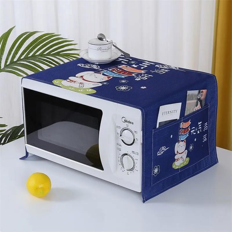 Microwave Oven Cover Towel Universal Electric Oven Cover Cloth Waterproof and Oil Smoke Dustproof Thickened Linen Cloth Three-sided All-inclusive