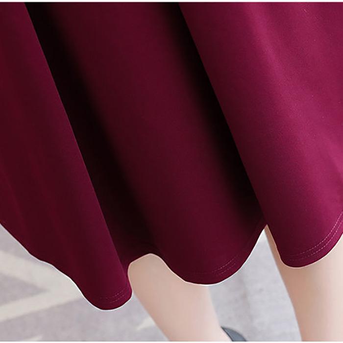 Large Size Women 'S Fake Two Piece Dress Female Long Sleeve Cover Belly Mother 'S Slimming