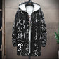 Chinese Calligraphy Print Jacket Men Hooded Windbreaker Spring Casual Loose Coat Soft Comfortable Top Long