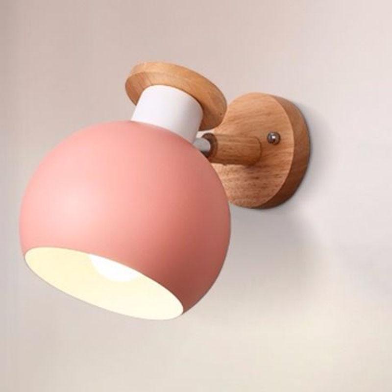 Wooden wall lamp bedside wall lamp wall sconce modern steering head wall light for bedroom