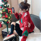 Women's Christmas Sweater Loose Snowflake Print Pullover Sweater Top Thick Warm Knitwear Outer Wear
