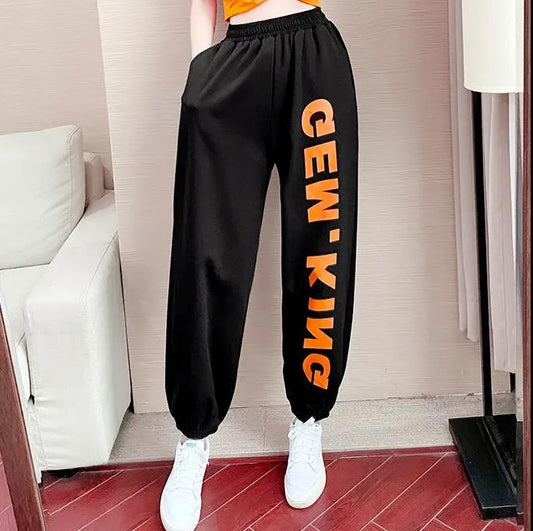 Casual Pants Children Trend Hip Hop Jazz Dance Square Dance Street Dance Pussy Casual Sports Trousers Letter Printing