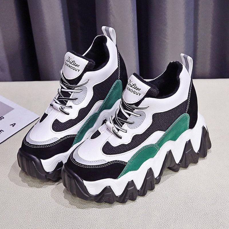 Thick-soled Heightened Travel Running Shoes Casual Student Breathable Sneakers All-match Comfortable Women Walking Sneakers