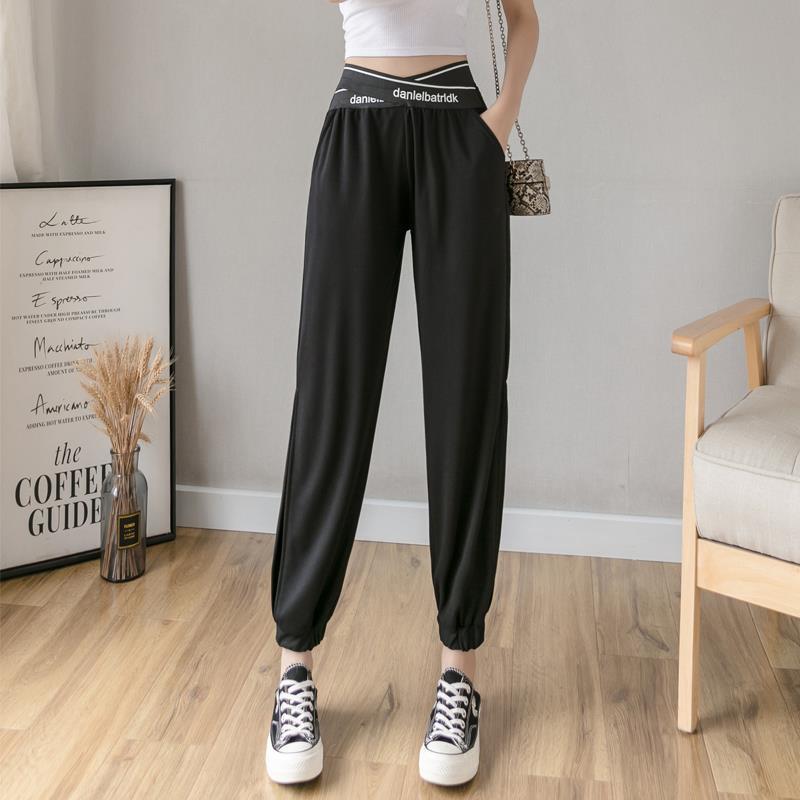 Harlan Pants Women's Summer Thin Section Loose High Waist Large Size Nine Points Yoga Leisure Beam Foot Bloomers Female Trend