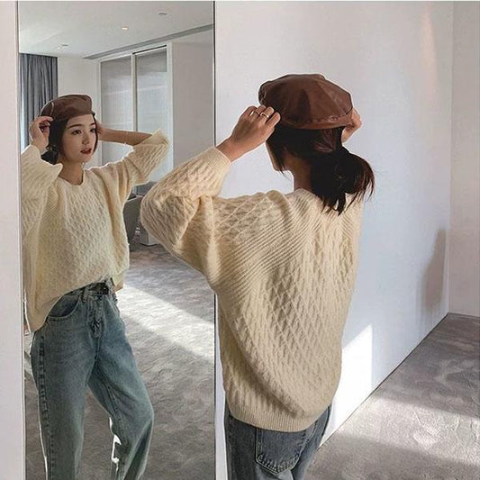Autumn Women's Sweater Loose Student Autumn and Winter Tops All-match Long-sleeved Knitted Pullover Women