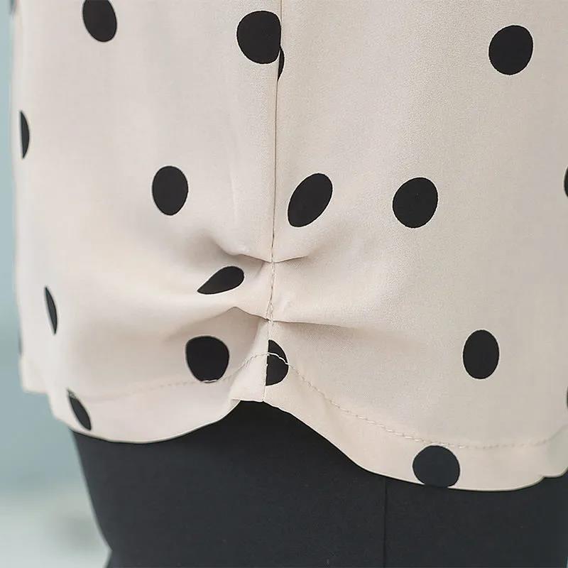 Summer Women's Short-sleeved T-shirt Plus Size Bottoming Shirt Polka Dot Shirt Fabric Light and Breathable Cool Bottoming Inner Wear