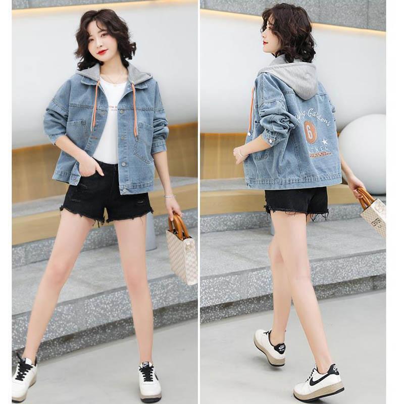 Denim Jacket Female Spring and Autumn Style Korean Loose and Versatile Student Hooded Casual Baseball Uniform