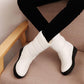 Winter Snow Boots Flat Bottom Thick Bottom Non-slip Waterproof Leather Women's Shoes Ladies Short Boots Thick Bottom Large