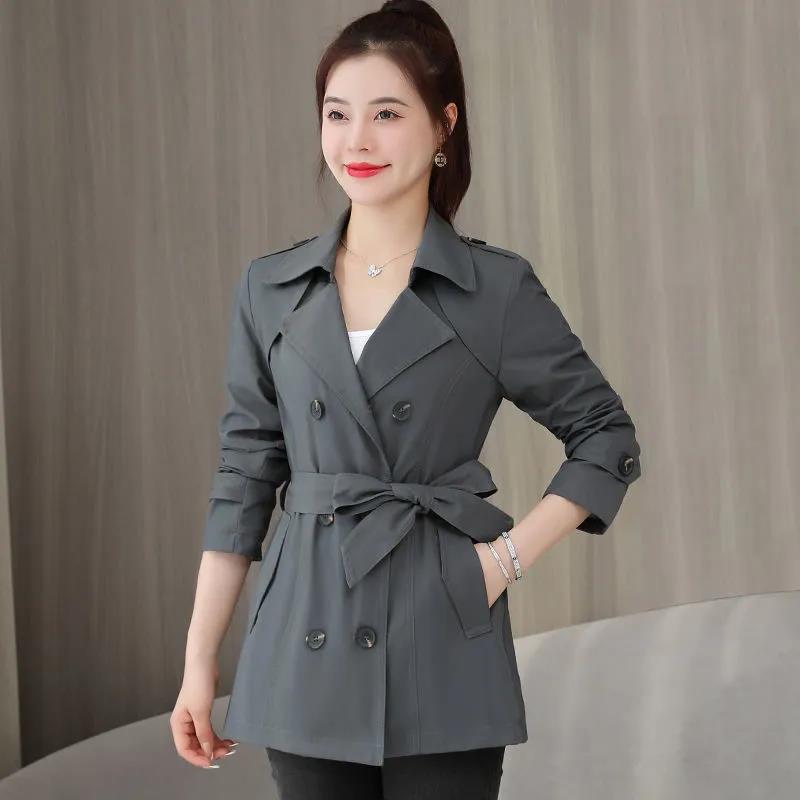 Short Trench Coat Women's Spring and Autumn Temperament Was Thin British Style Small Top Coat Women's Double Breasted