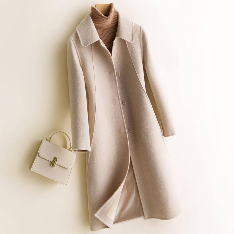 Woolen Coat 2019 Winter Clothes Women Long Coat Cashmere Coat Fashion Double-breasted Jacket Blend