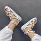 European Roman Sandals Women's Summer Leather Flat Casual All-match Beach Foot Ring Strap Sandals