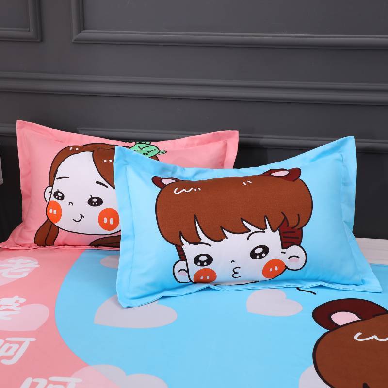 Two-pack Pillowcases for Couples Bedroom Pillowcases Thickened Brushed Cartoon Pillowcases Skin-friendly Soft Pillowcases