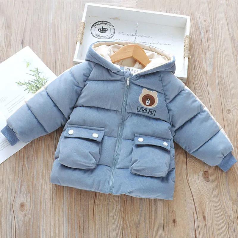 Boys and Girls Cotton-padded Jacket Baby Winter Clothes Thick and Velvet Mid-length Baby Warm Cotton-padded Clothes Cute Wind Cotton Clothes