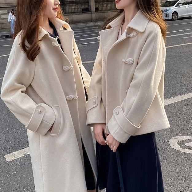 Thick Quilted Retro Woolen Coat Women Winter Loose Chinese Style Long Woolen Coat