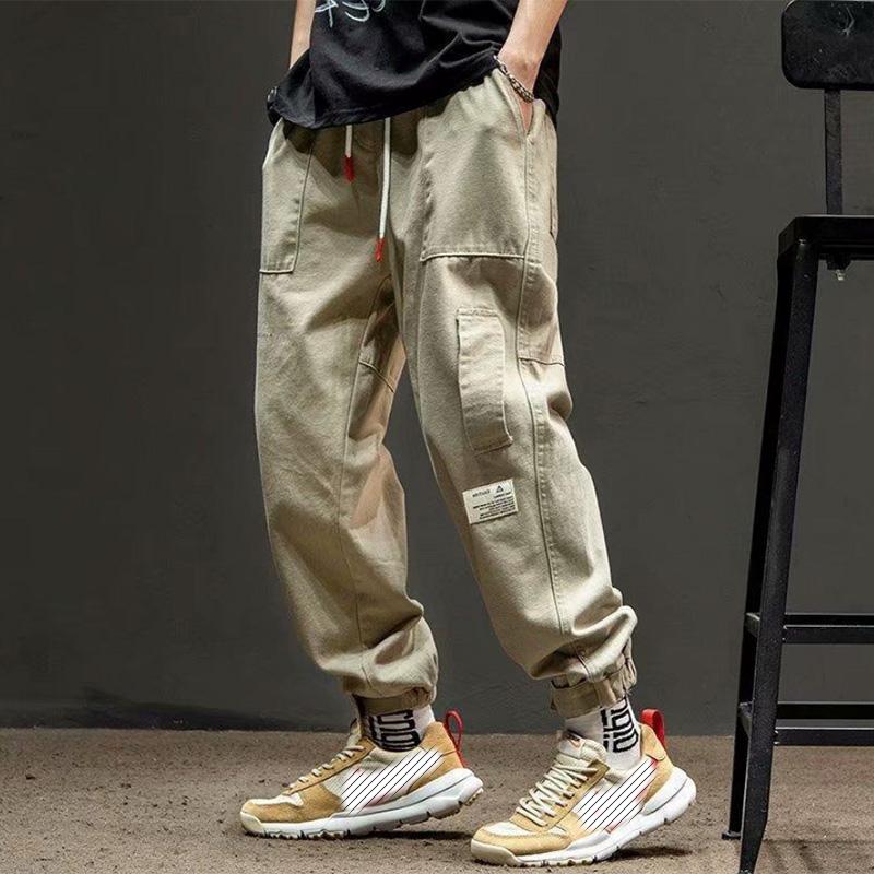 Overalls Sports Pants Men's Solid Color Trend Embroidered Logo Pocket Loose Ninth Pants Leggings Casual Pants Trend