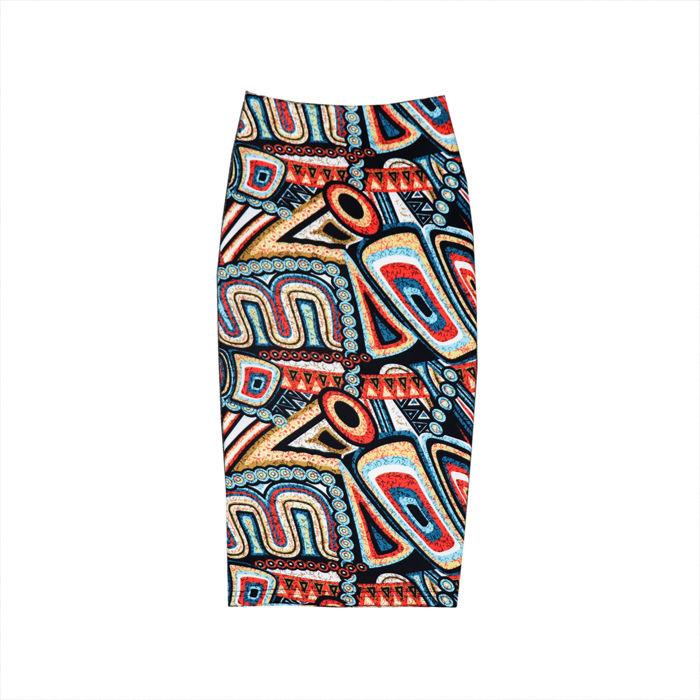 Women Sexy Tight A-line High Waist Printed Hip Skirt Short Skirt Knee-length Split Fork Club Casual Home Office