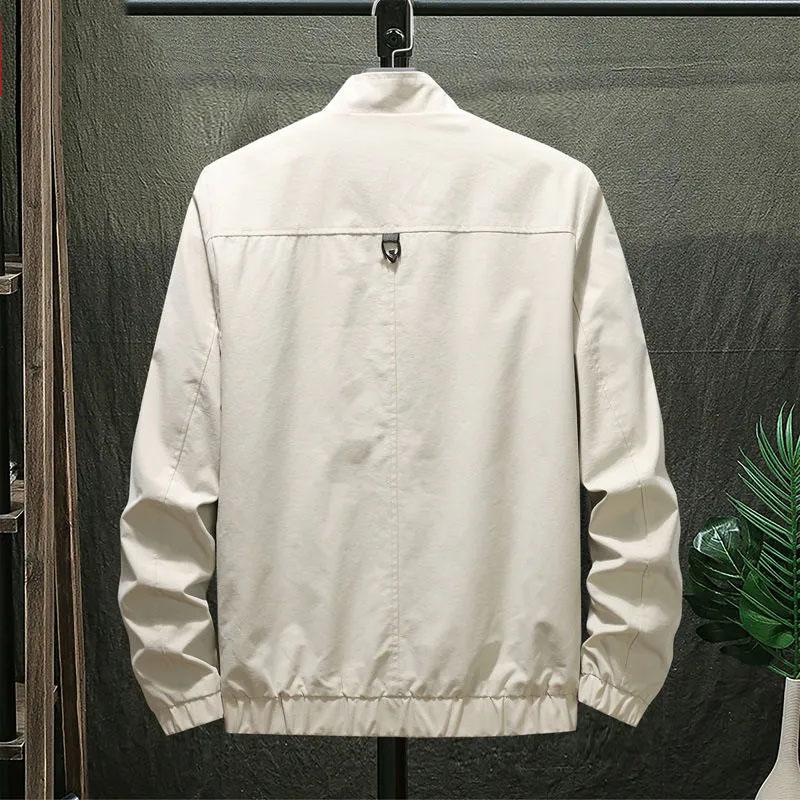 Men's Spring Autumn Jackets Zipper Stand Collar Work Jacket Coat Plus Size Men's Loose Casual Solid Color Simple Coat