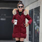 Winter Women's Mid-length Slim-fit Padded Jacket Fashion Big Fur Collar Cold-proof Cotton Jacket Large Size Jacket