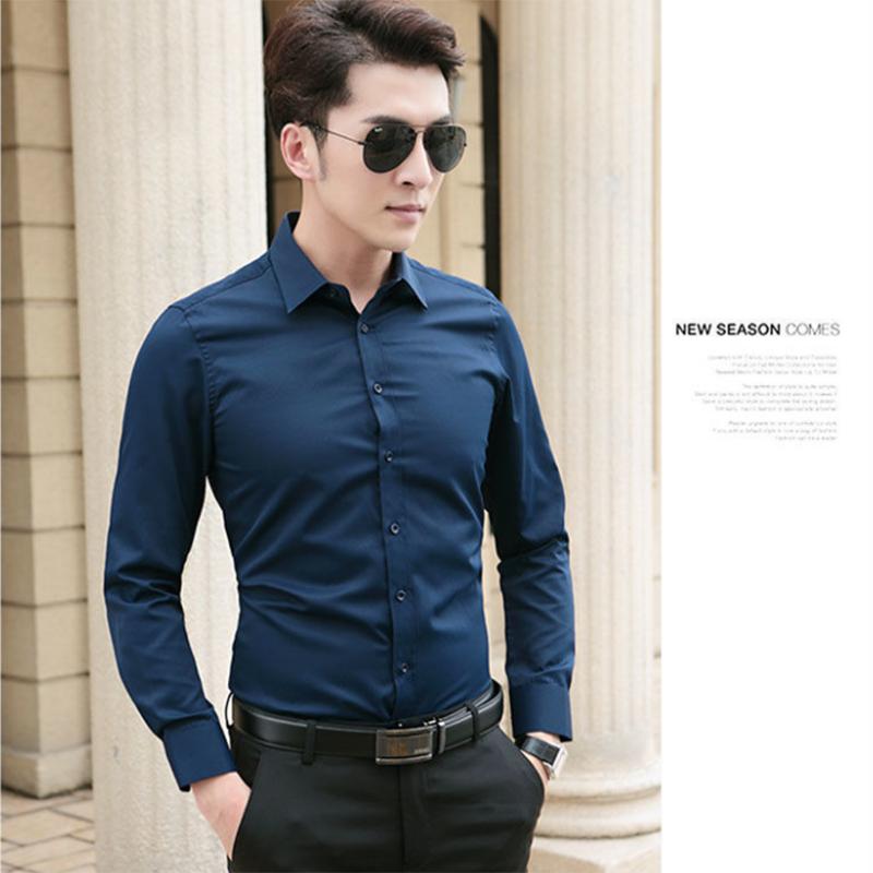 Men's White Shirt Long-sleeved Spring and Autumn Bottoming Shirt Korean Version of The Slim-fit Business Formal Suit with Work Shirt