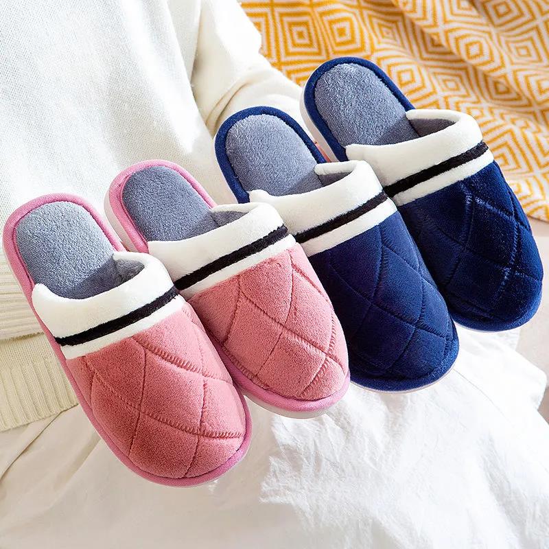 Autumn and Winter Pure Cotton Slippers Indoor Non-slip Soft-soled Shoes Warm Simple Plush Cotton Shoes