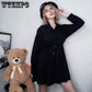 Women Sexy Shirt Dress Slim Single Breasted Long Sleeve Dress OL Style Plus Size Black Dress
