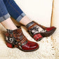 Autumn Winter Women Round Toe Boots Snake Printing Zipper Footwear Ethnic Leather Martin Boots