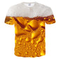 3D Shirt Full Body Beer Bubbles Short Sleeve T-shirt Summer Boy Hip Hop Personality Print Trend T-shirt