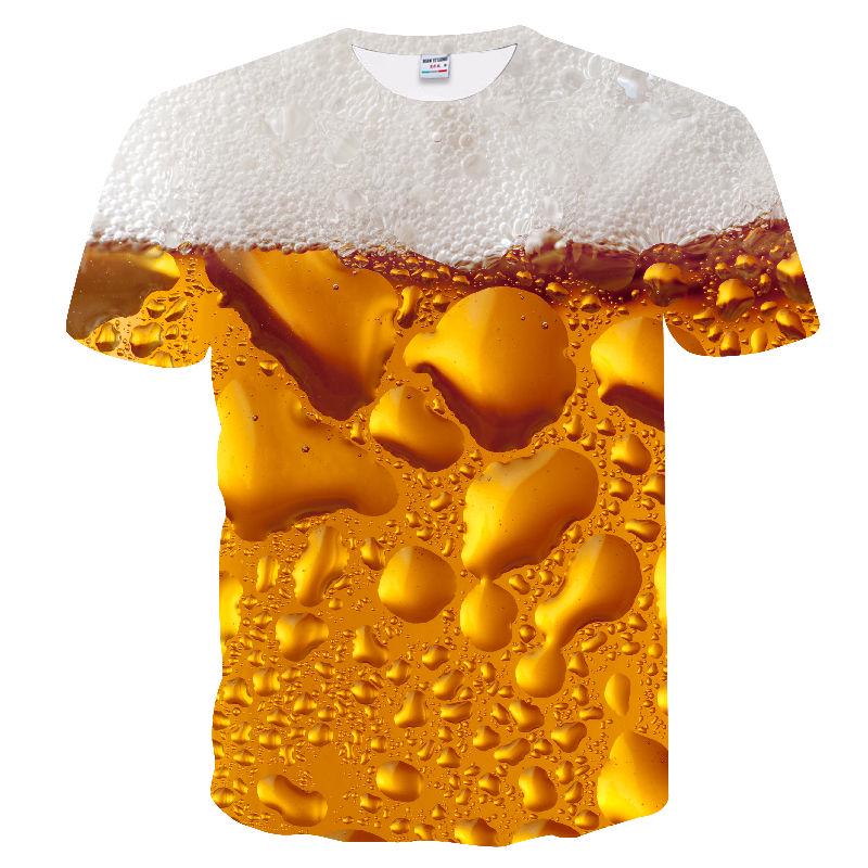3D Shirt Full Body Beer Bubbles Short Sleeve T-shirt Summer Boy Hip Hop Personality Print Trend T-shirt