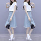 Summer Women Midi Denim Skirt Fashion Casual Tassel A-line Harajuku Female Light Blue Skirt Jeans Elegant Pocket Moda Mujer