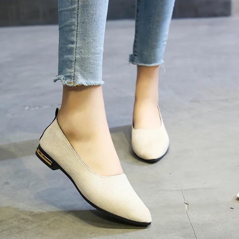 Solid Color Spring and Summer Single Shoes Women's Pointed Toe Flat Shoes Non-slip Casual Women's Shoes