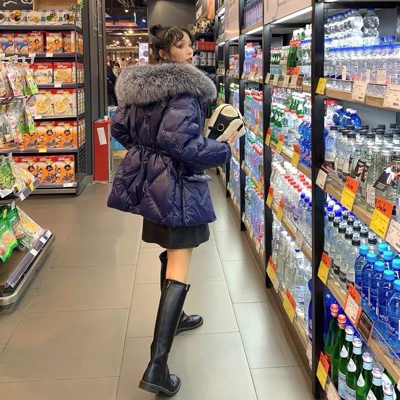 Down Jacket Winter Coat Coat Fur Collar Women Long Thick Warm Hooded Women's Leather Coat