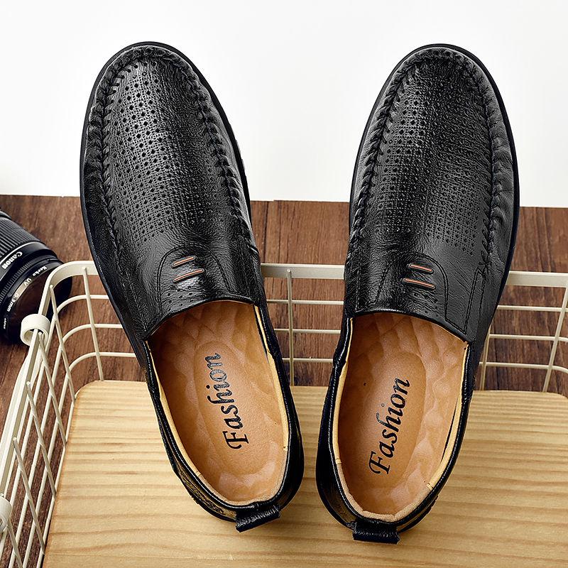 Peas shoes men's leather soft bottom driving shoes men's casual shoes Flat men's peas shoes