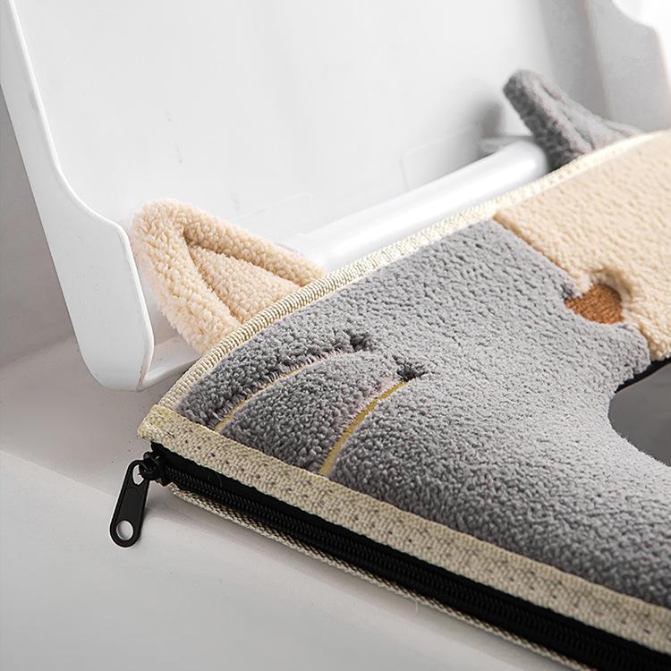 Cartoon Cat Cute Toilet Seat Covers Winter Toilet Seat Mat Soft Thick Warm Toilet Seat Cushion Washable Bathroom Lavatory Pad with Handle