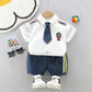 Boys' Short-sleeved Summer Suits Baby Western-style Tie Suits Two-piece Suit Summer Children's Handsome Trend