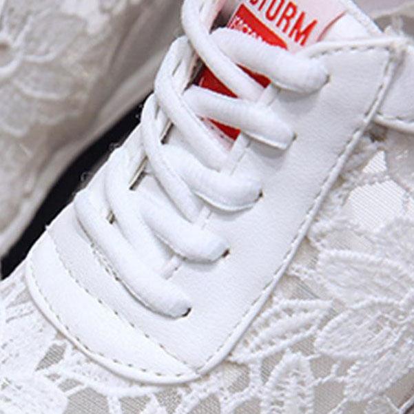 Women Summer Mesh Lace Shoes Thick Soled Wedge Slip-On Sneakers Female Large Size Hollow Out Casual Breathable Shoes