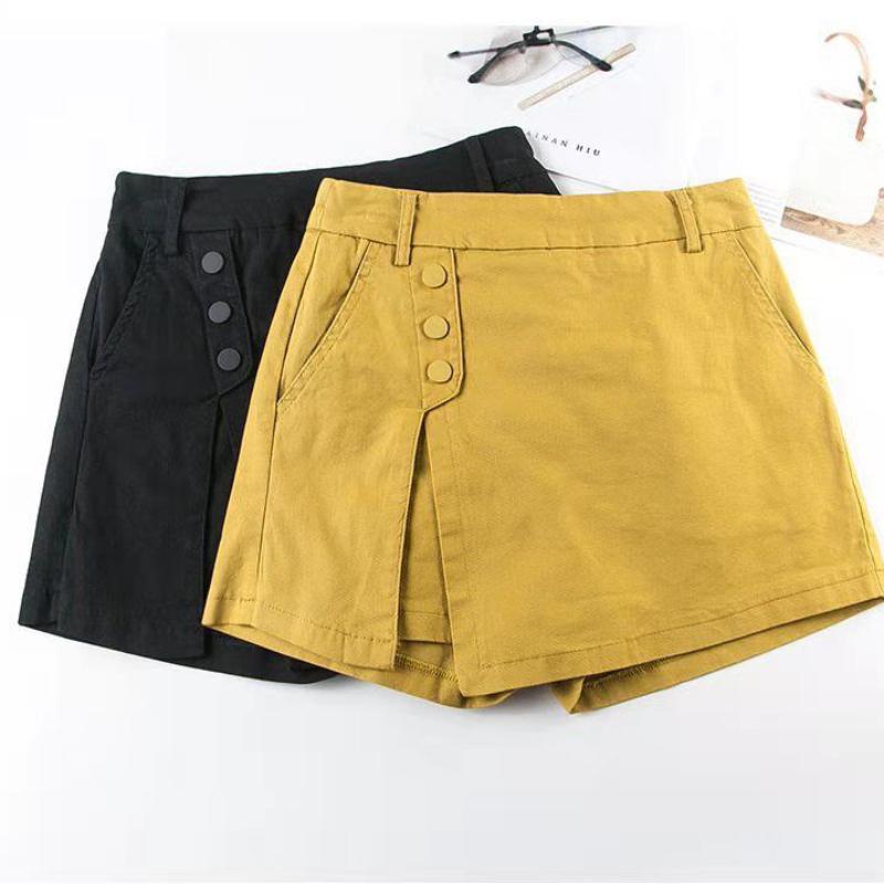 Women's Elastic Waist Casual Shorts Spring and Summer High Waist Shorts Thin and Versatile Wide-leg Pants Skirt