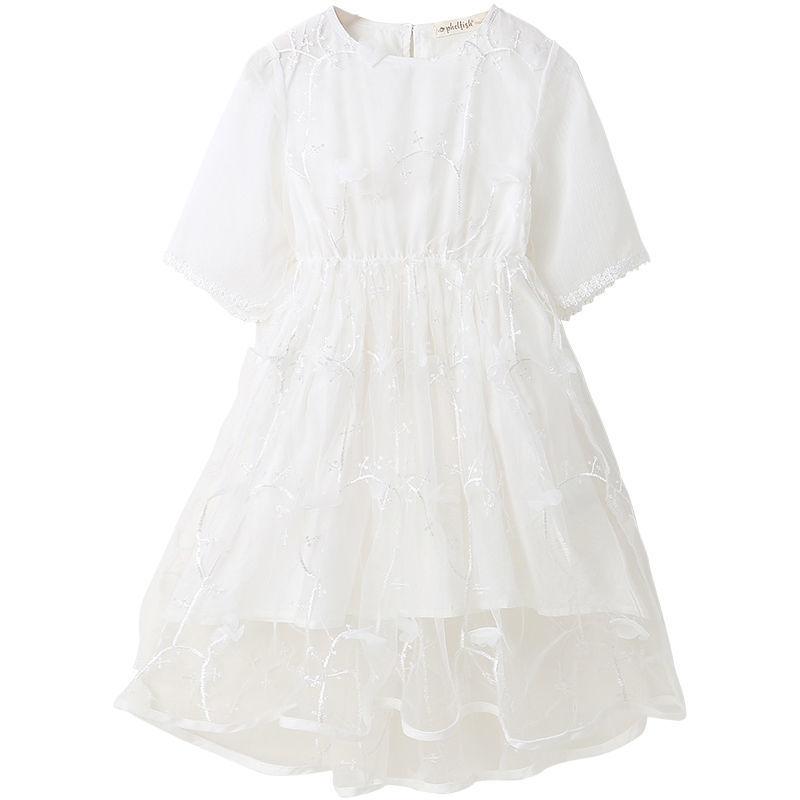 Girls' Dress 5-sleeve Summer Korean Style Version Children's A-line Princess Skirt Children's Mesh Skirt