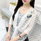 Flower Pattern Embroidery Women's Short Sun Protection Clothing Summer Chiffon Shawl Cardigan Thin
