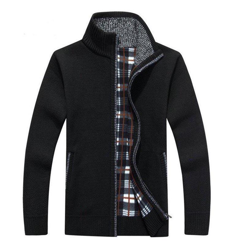 Autumn and Winter Sweater Men's Cardigan Velvet Thick Casual Jacket Loose Warm Fashion Men's Clothing