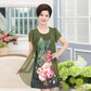 XL-XXXXXL Middle Aged Summer Printed Plus Size Skirt Mother's Dress Mid-length Imitation Silk Chiffon Yarn