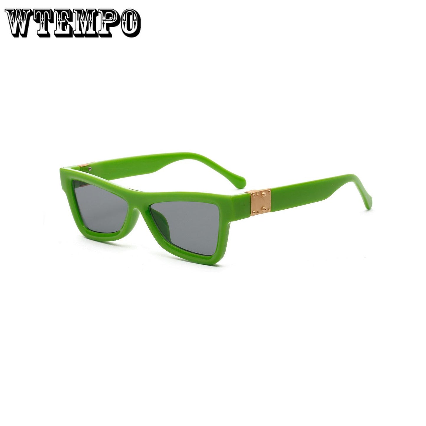 WTEMPO Sunglasses reflective cat eye AC lens glass mirror black frame steampunk women eyewear