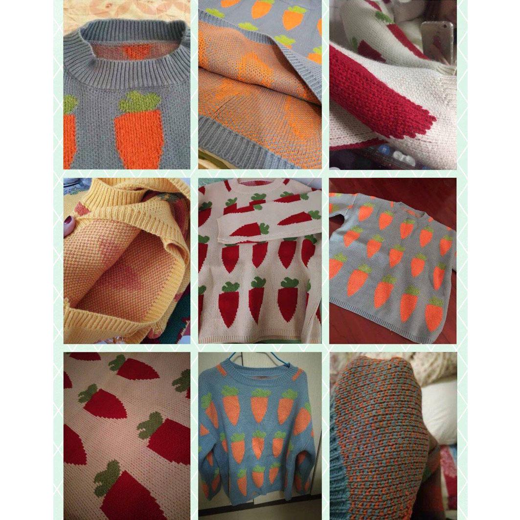 Korean-style Loose-Fit Versatile Fun Carrot Pattern Laziness-Style Pullover Sweater Women's