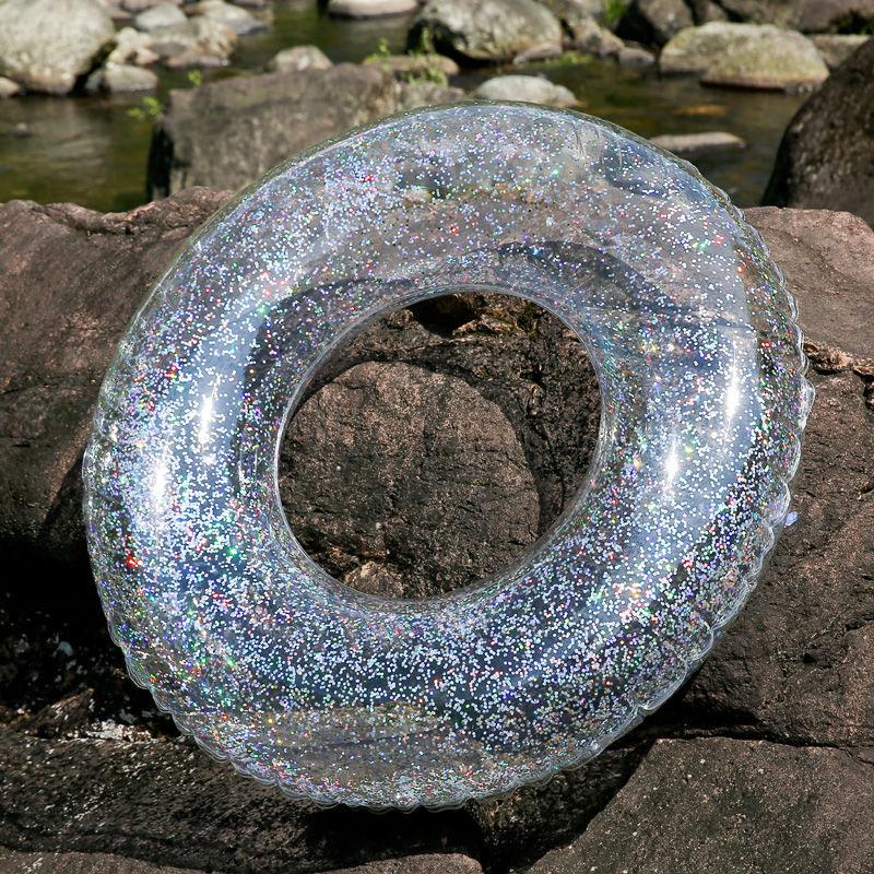Thickened Inflatable Sequin Transparent Swimming Ring Transparent Sequin Adult Swimming Ring Inflatable Water Lifebuoy