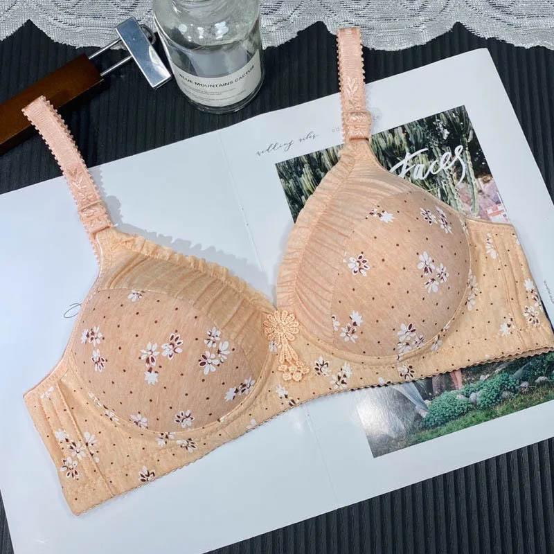 Thin No Steel Ring Underwear Gathering Sexy Super Comfortable Fabric Soft Breathable Bra Young Ladies Jacquard Bra