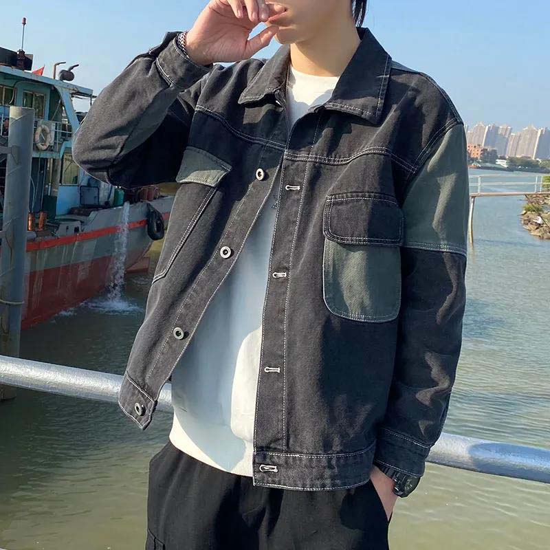 Coat Male 2021 Autumn Trend Splicing Jacket Street Denim Jacket