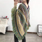 Ladies Ethnic Style Shawl Spring Autumn Striped Shawl Colorful Loose Coat Wild Bat-shaped Knitted Tassel Cloak Shawl Multifunctional Scarf Shawl