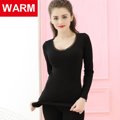 Autumn Trousers Ladies Solid Color Sweater Slim Bottom Thin Section Long Trousers Cotton Thermal Underwear Suit Winter