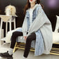 Mid-length Loose Hooded Sweater Cardigan Women's Stitching Denim Jacket Women's Solid Color Long-sleeved Warm Jacket with Pockets